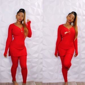 Ribbed Two Piece Pants Set